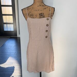 Tan and Whit Striped Dress